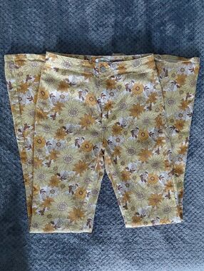 Forever 21 Yellow Floral Flare Pants